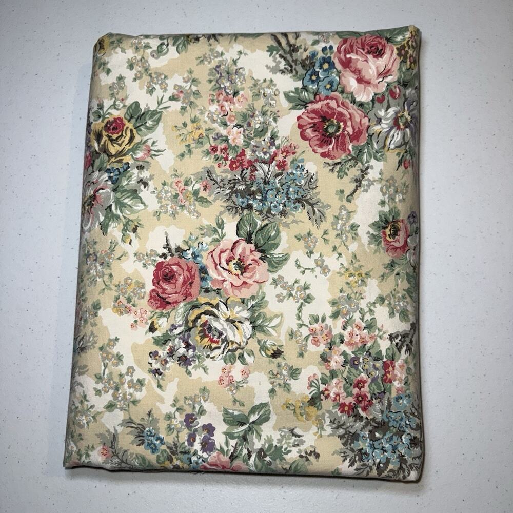 Ralph Lauren Vintage 90s Brittany Multi Floral Queen Flat Sheet Cotton